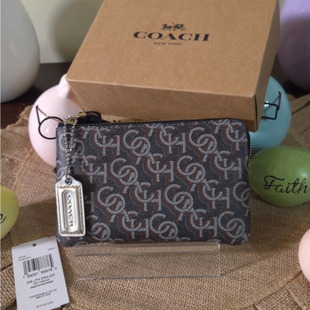 Coach Signature Brown and Gray Pouch